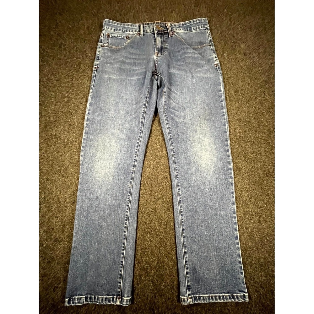 Izod Jeans Womens 31x28.5 Blue Whisker Denim Cotton Comfort Stretch Straight Leg